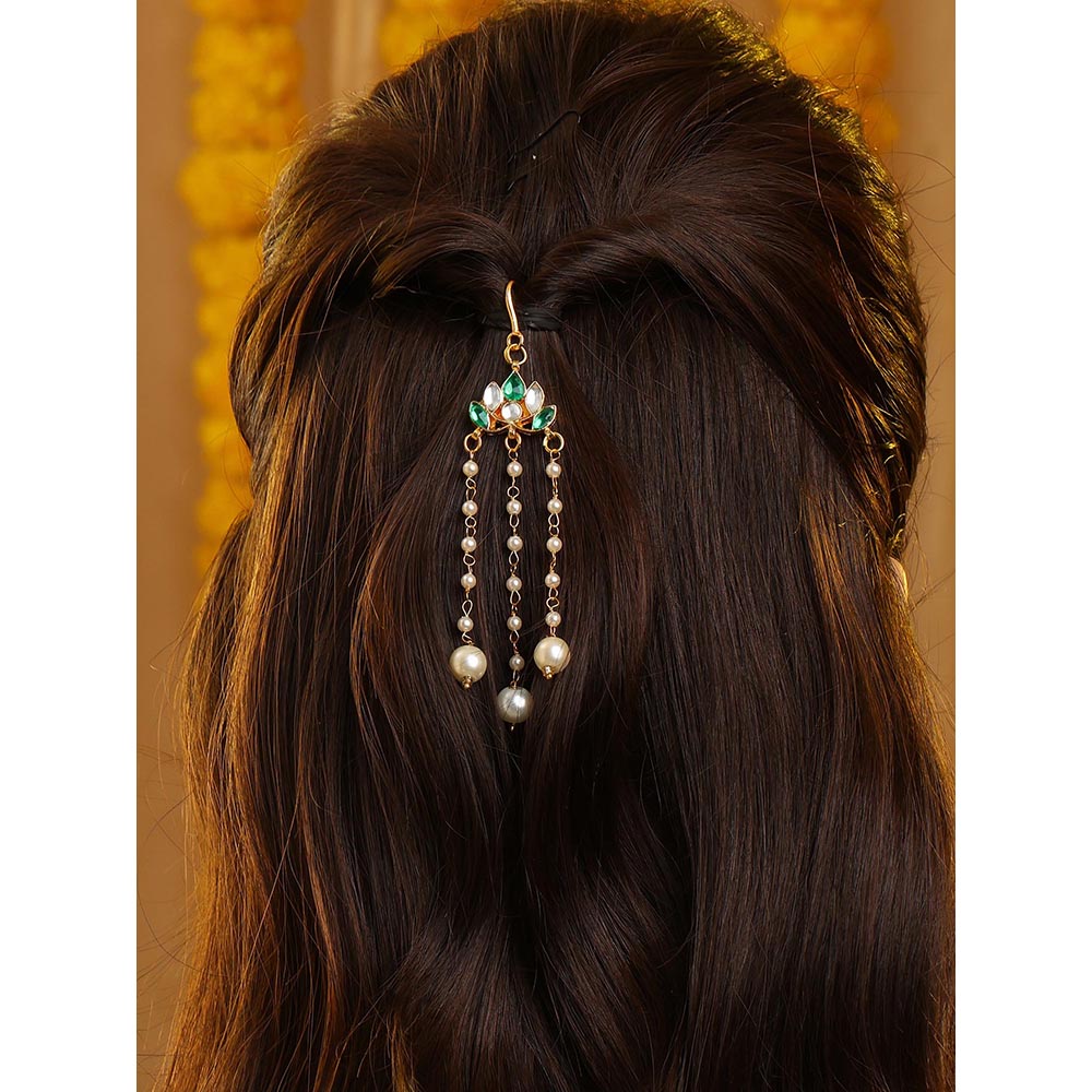 Ruby Raang Studio Lotus Drop Hanging Hair Pin