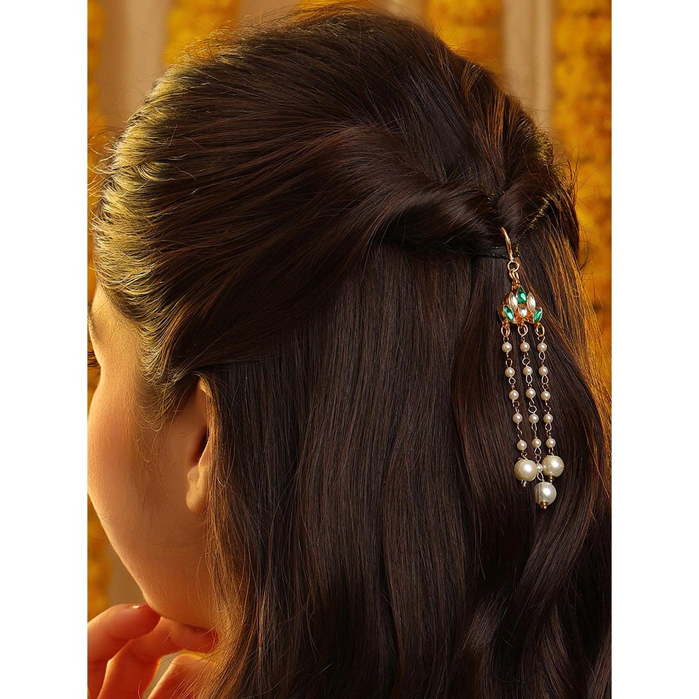 Ruby Raang Studio Lotus Drop Hanging Hair Pin