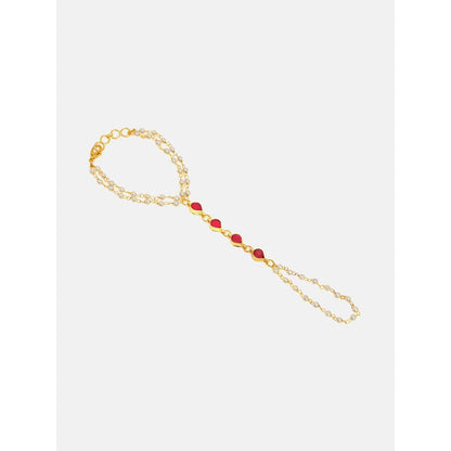 Ruby Raang Studio Gulnaar Pearl Kundan Ruby Hand Harness