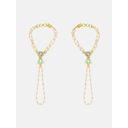 Ruby Raang Studio Saanjh Pearl Kundan Hand Harness