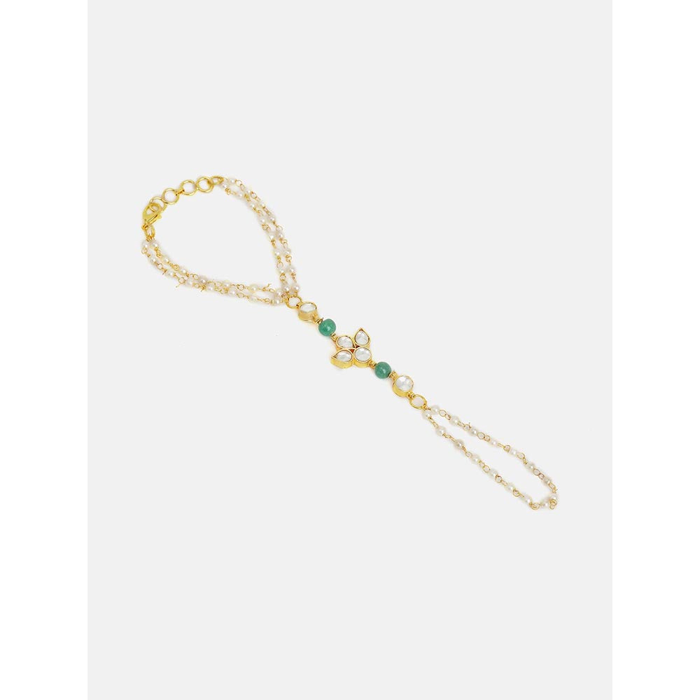 Ruby Raang Studio Pearl Kundan Hand Harness