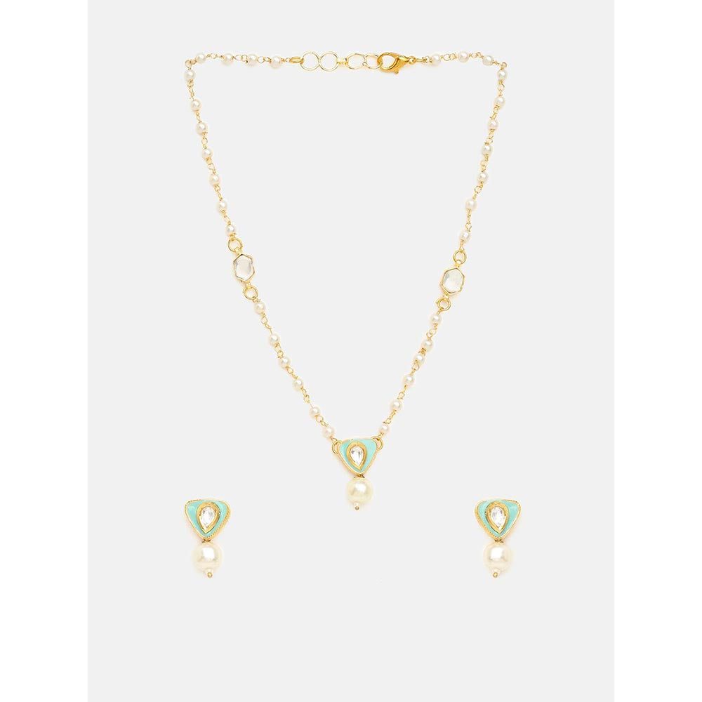 Ruby Raang Studio Ruhani Pearl Kundan Necklace with Earrings