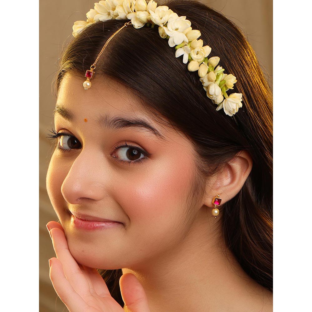 Ruby Raang Studio Blush Pearl Kundan Ruby Accent