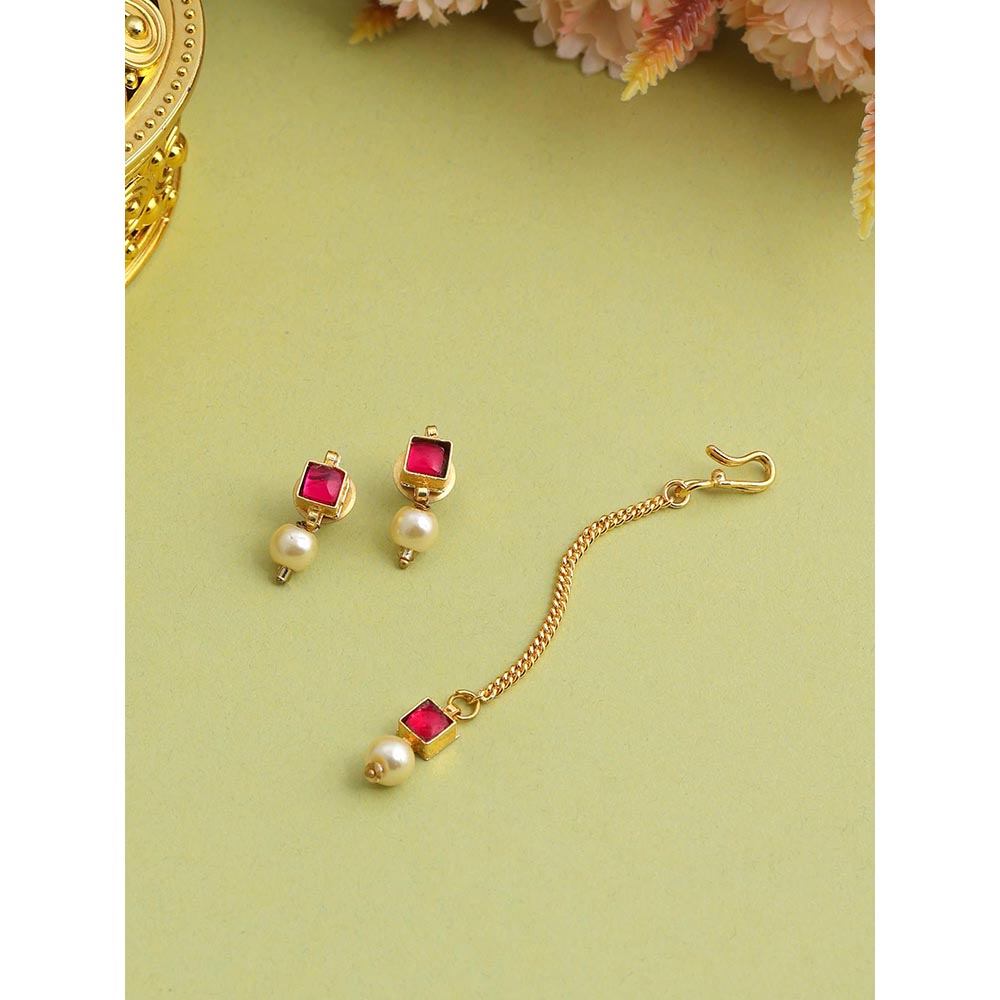 Ruby Raang Studio Blush Pearl Kundan Ruby Accent