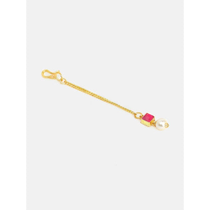 Ruby Raang Studio Crimson Drop Pearl Kundan Maang Tikka