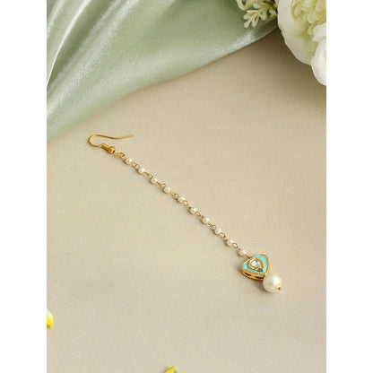 Ruby Raang Studio Pastel Green Whisper Pearl Kundan Maang Tikka