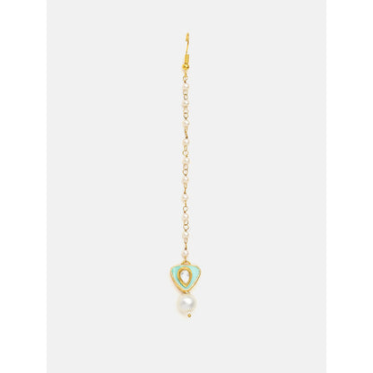 Ruby Raang Studio Pastel Green Whisper Pearl Kundan Maang Tikka