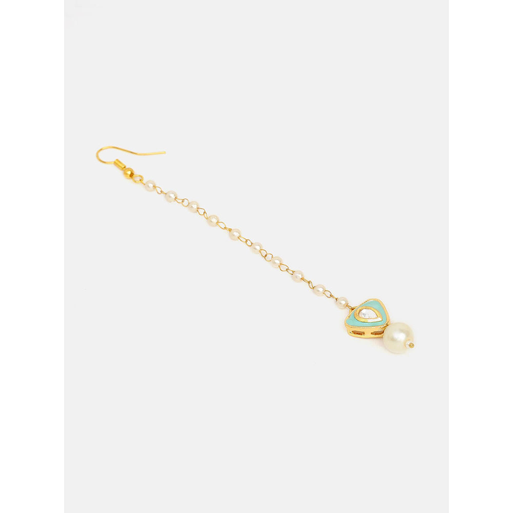 Ruby Raang Studio Pastel Green Whisper Pearl Kundan Maang Tikka