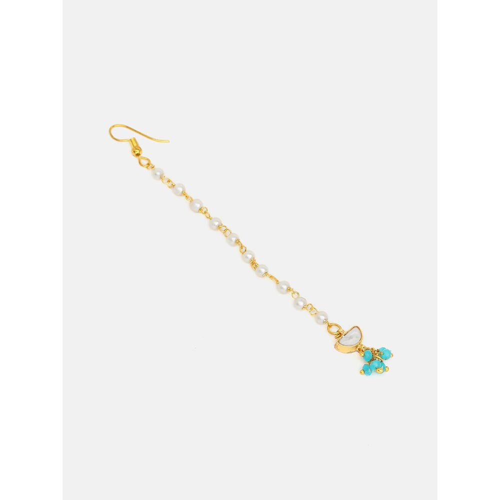 Ruby Raang Studio Festive Green And Gold Maang Tikka