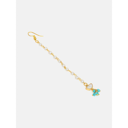 Ruby Raang Studio Festive Green And Gold Maang Tikka