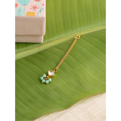 Ruby Raang Studio Green Kundan Maang Tikka