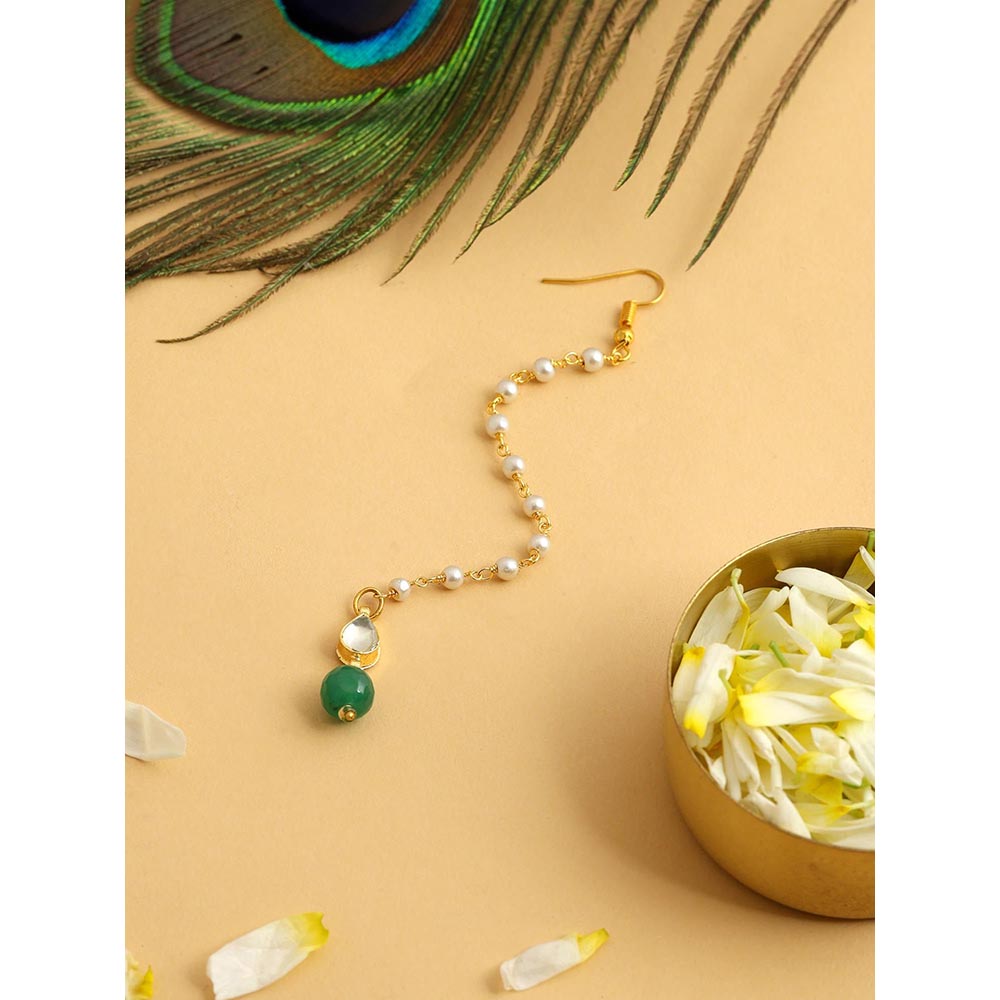 Ruby Raang Studio Green Drop Maang Tikka