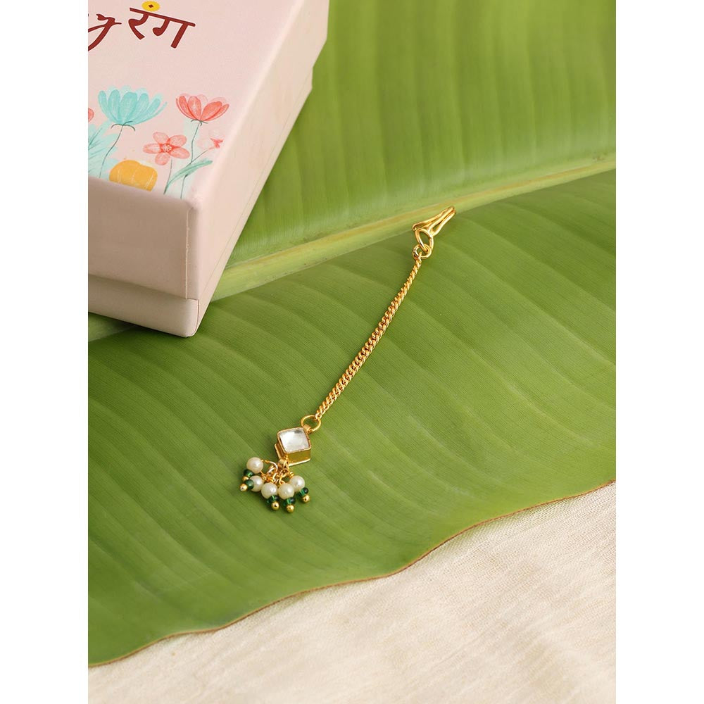 Ruby Raang Studio Womens Kundan Drop Maang Tikka