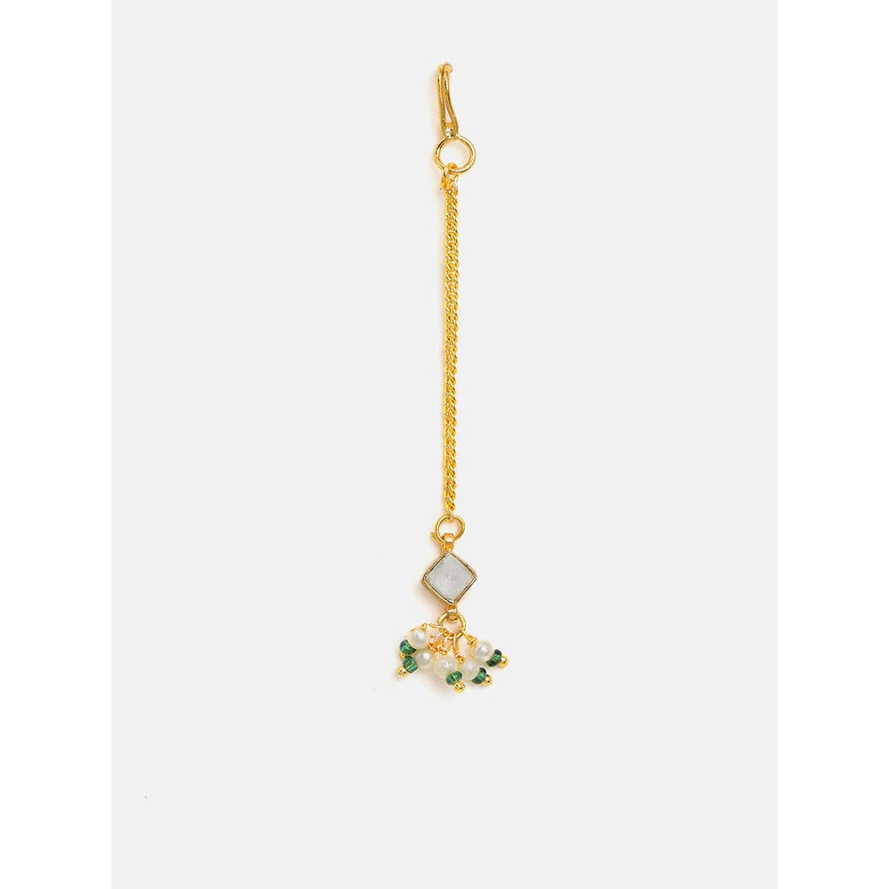 Ruby Raang Studio Womens Kundan Drop Maang Tikka