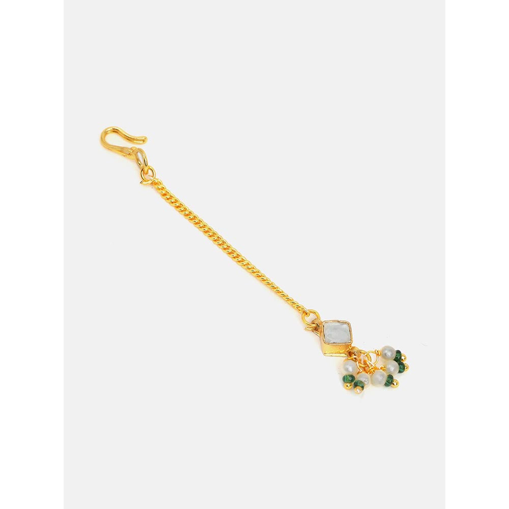 Ruby Raang Studio Womens Kundan Drop Maang Tikka