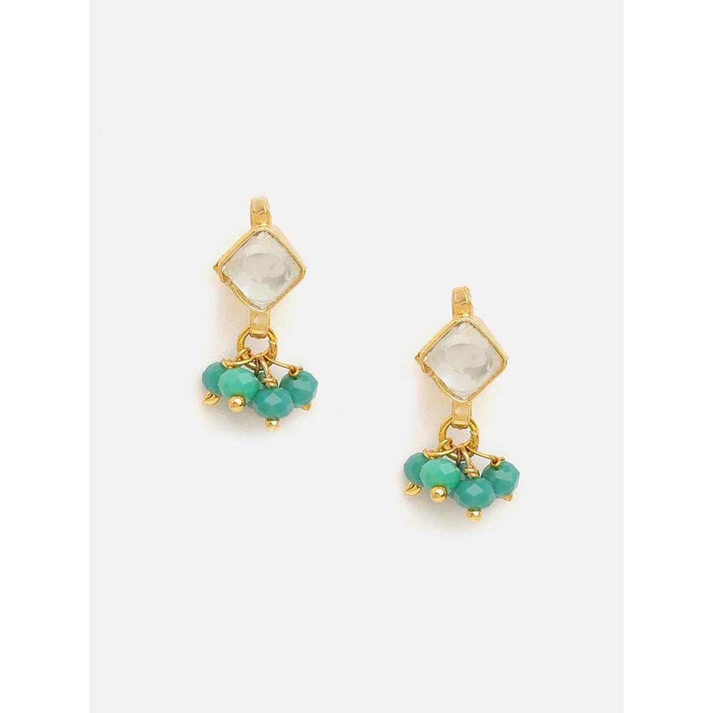Ruby Raang Studio Diamond Pearl Kundan Dangling Earrings
