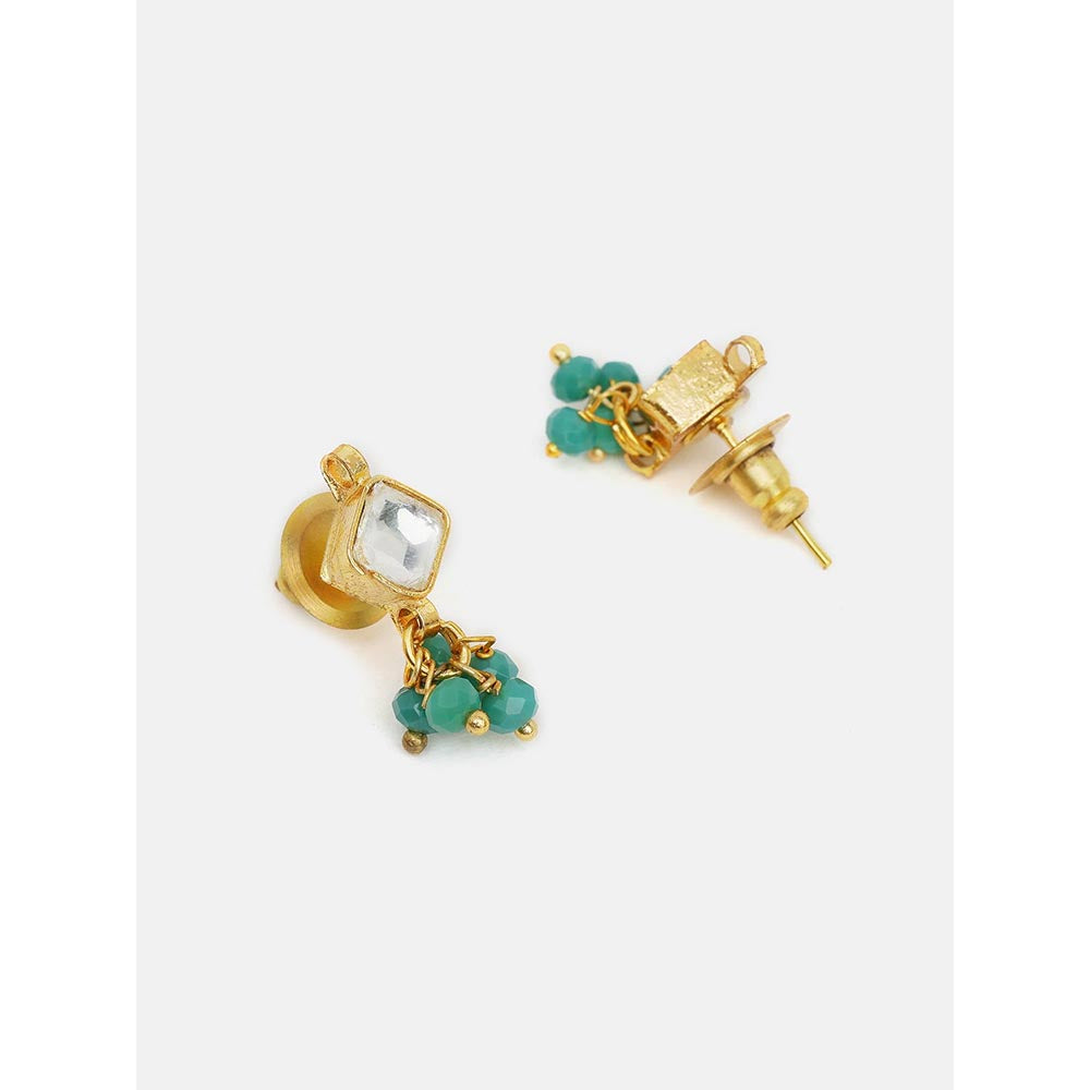 Ruby Raang Studio Diamond Pearl Kundan Dangling Earrings
