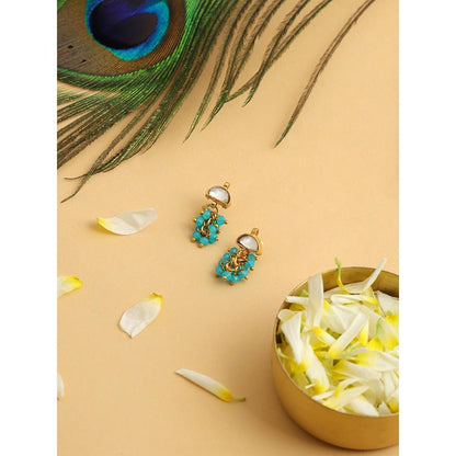 Ruby Raang Studio Pearl Kundan Stone Drops Earrings