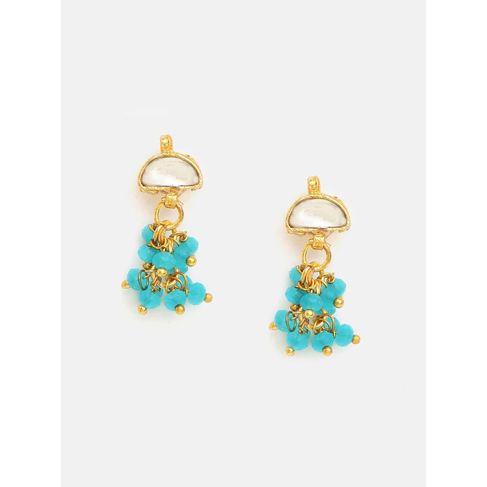 Ruby Raang Studio Pearl Kundan Stone Drops Earrings