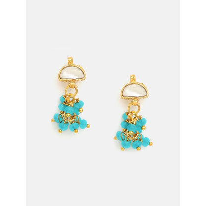 Ruby Raang Studio Pearl Kundan Stone Drops Earrings