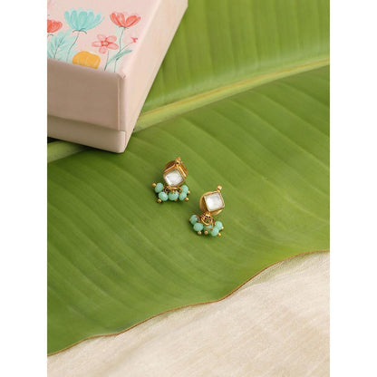 Ruby Raang Studio Diamond Pearl Kundan Dangling Earrings