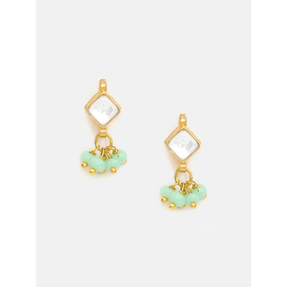 Ruby Raang Studio Diamond Pearl Kundan Dangling Earrings