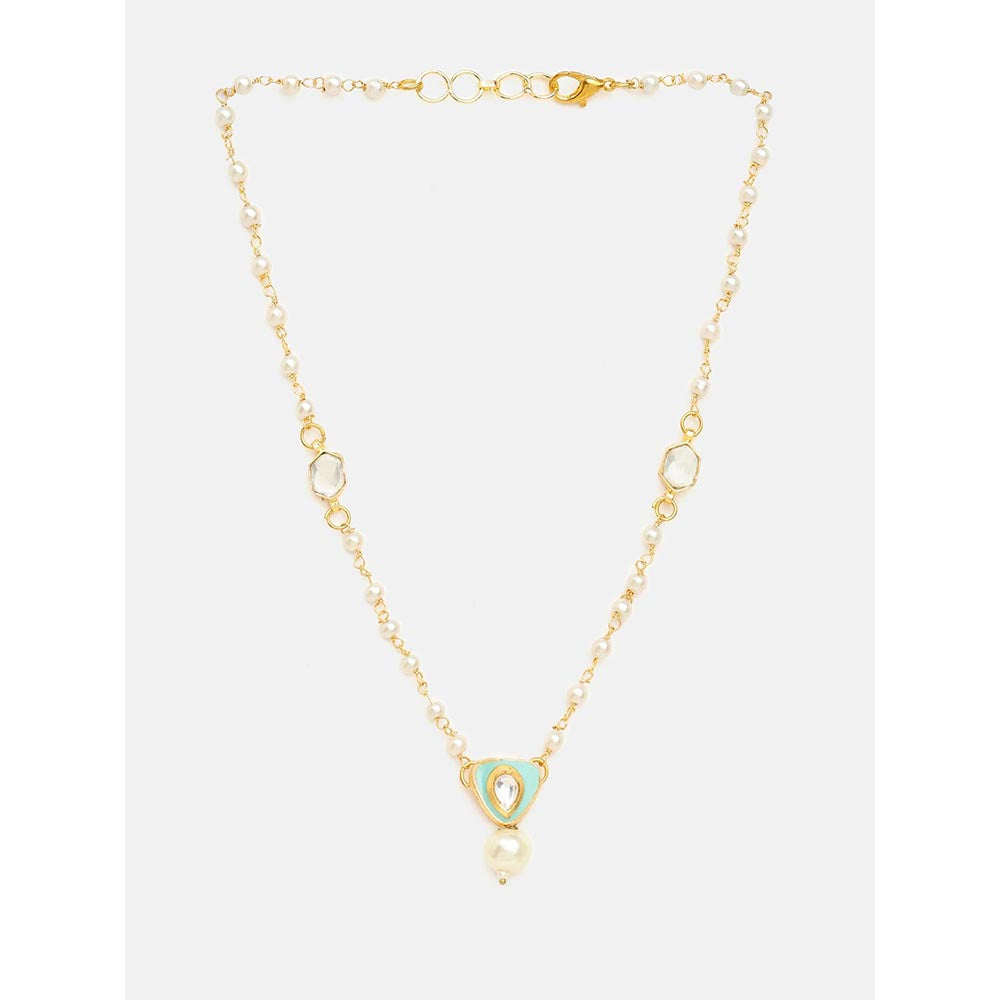 Ruby Raang Studio Sheesh Mahal Blue Kundan Necklace