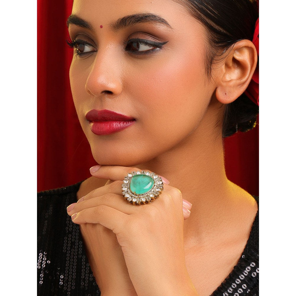 Ruby Raang Studio Teardrop Green Stone Ring