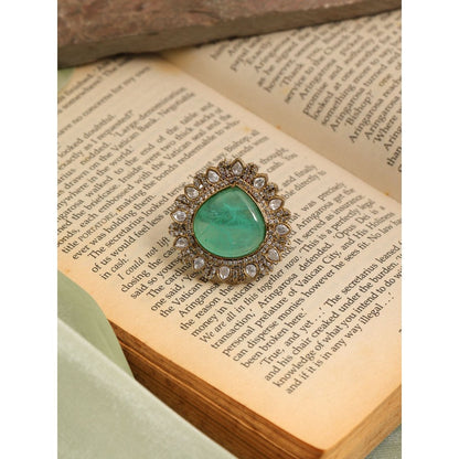 Ruby Raang Studio Teardrop Green Stone Ring
