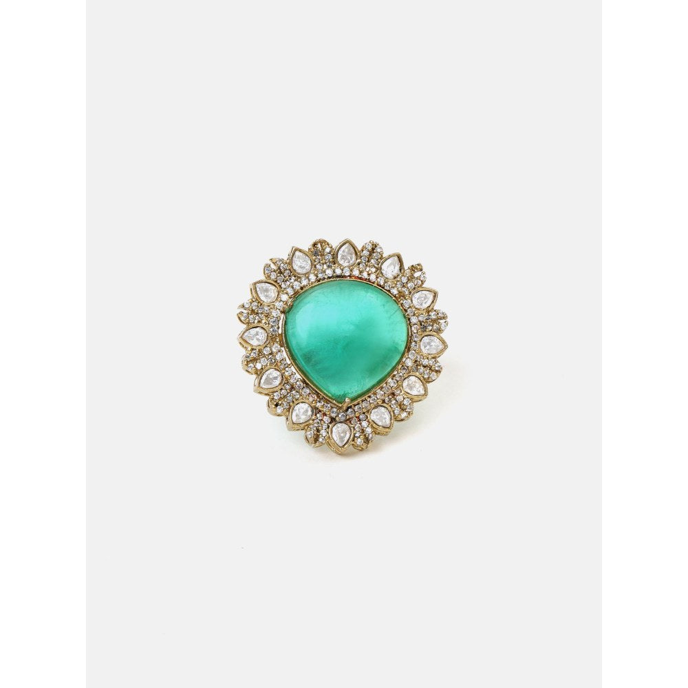 Ruby Raang Studio Teardrop Green Stone Ring