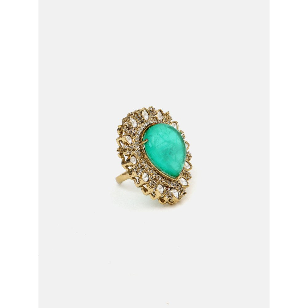Ruby Raang Studio Teardrop Green Stone Ring