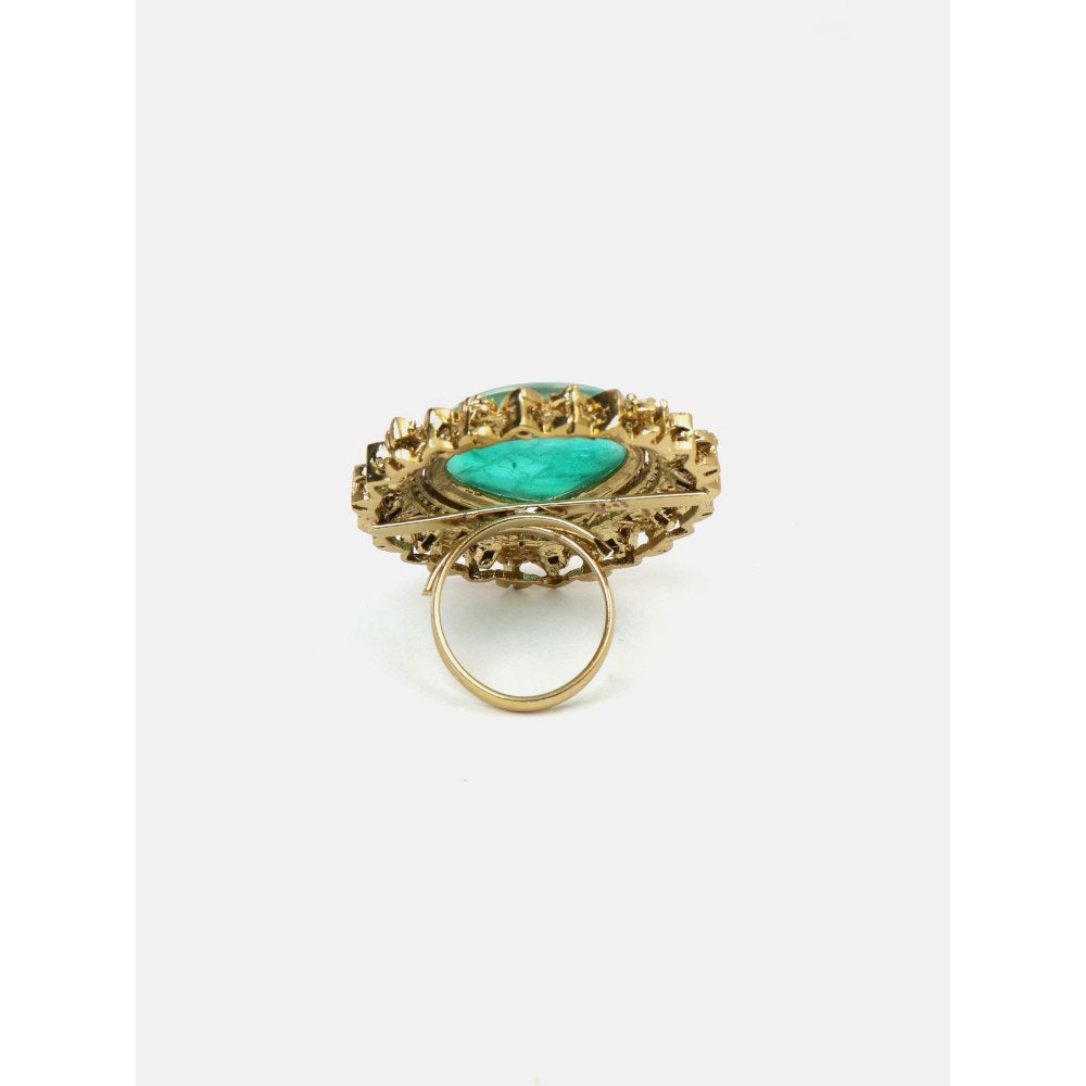 Ruby Raang Studio Teardrop Green Stone Ring