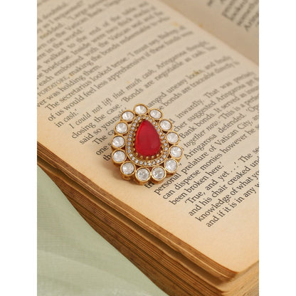 Ruby Raang Studio Red Teardrop Brooch