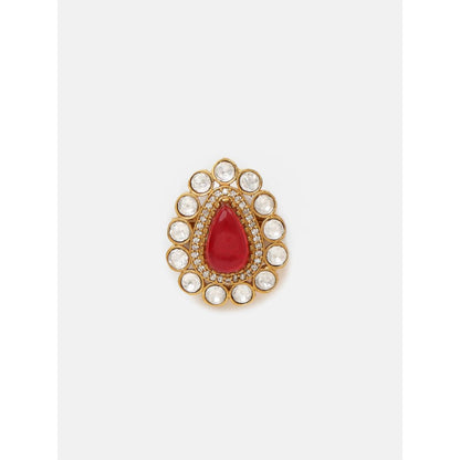 Ruby Raang Studio Red Teardrop Brooch