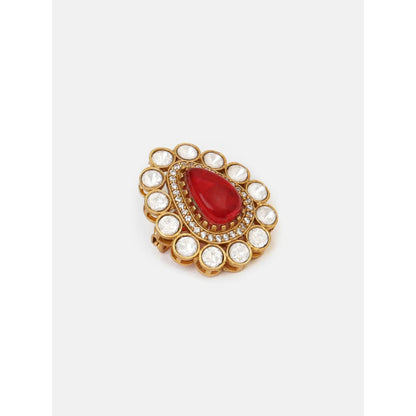 Ruby Raang Studio Red Teardrop Brooch