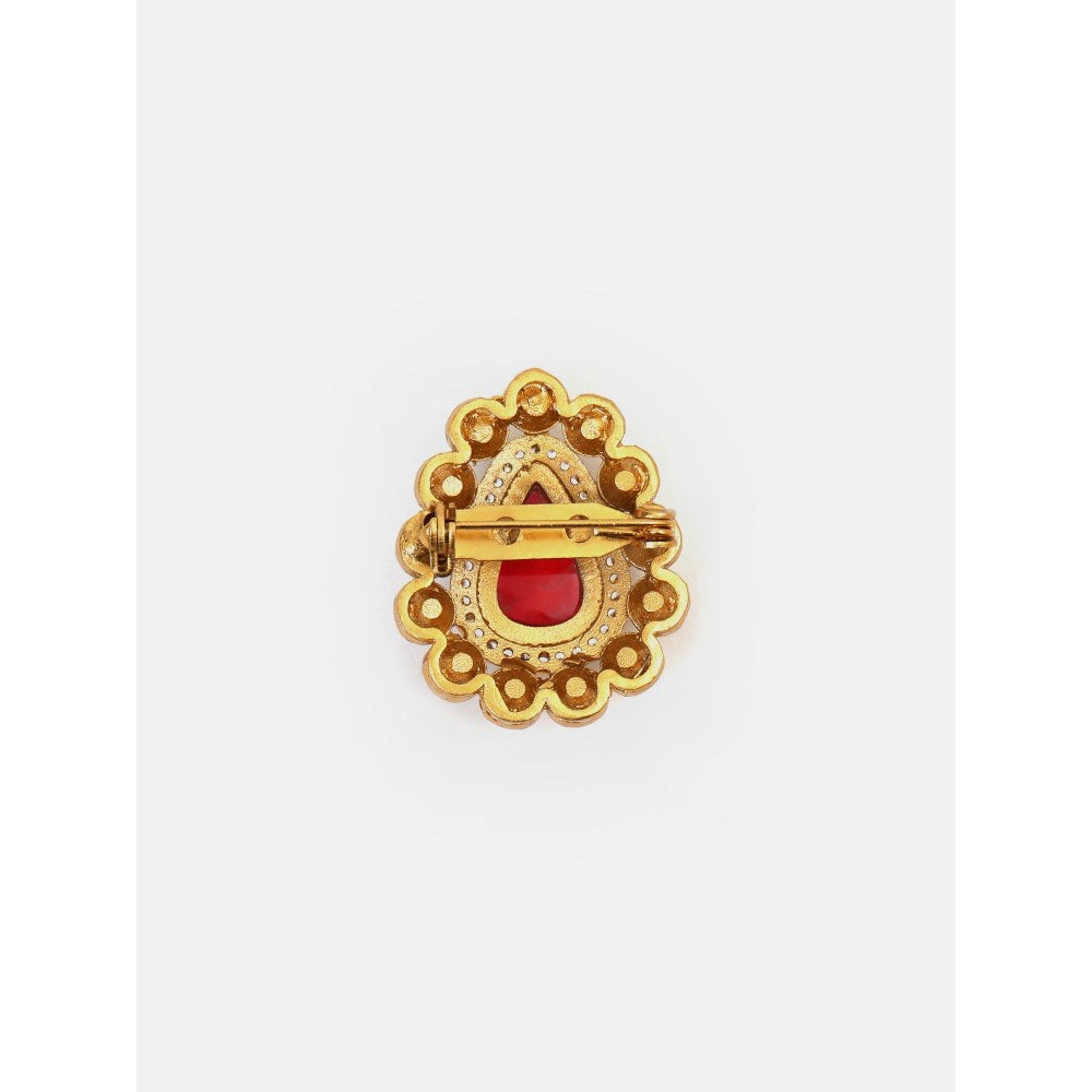 Ruby Raang Studio Red Teardrop Brooch