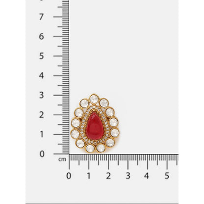 Ruby Raang Studio Red Teardrop Brooch