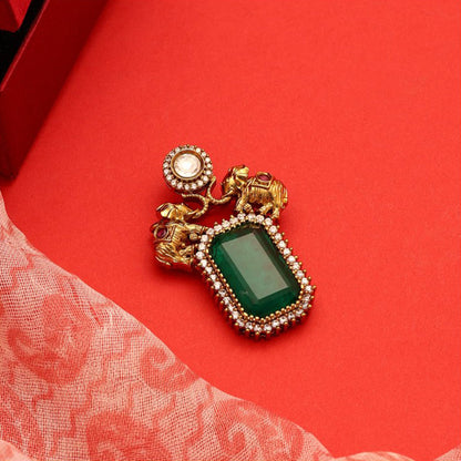 Ruby Raang Studio Regal Green Brooch