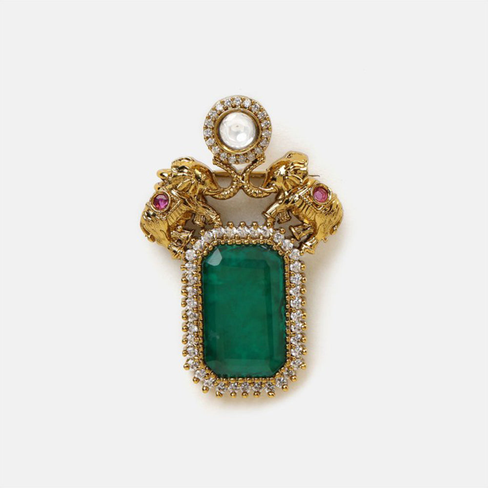 Ruby Raang Studio Regal Green Brooch