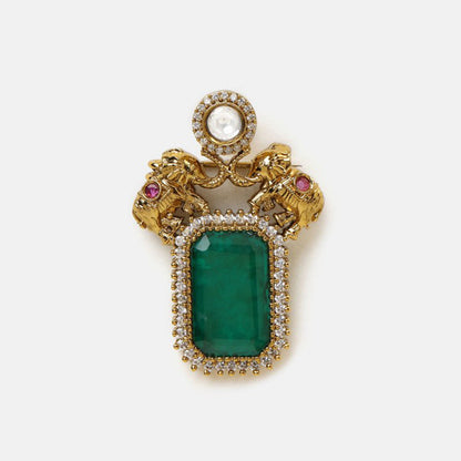 Ruby Raang Studio Regal Green Brooch