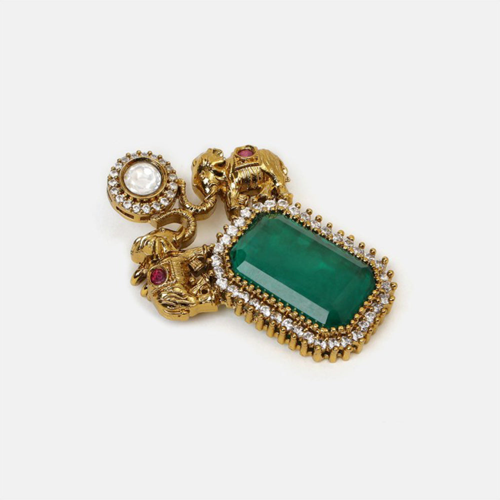 Ruby Raang Studio Regal Green Brooch