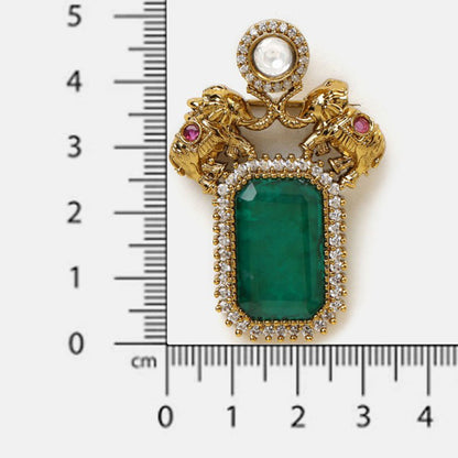 Ruby Raang Studio Regal Green Brooch