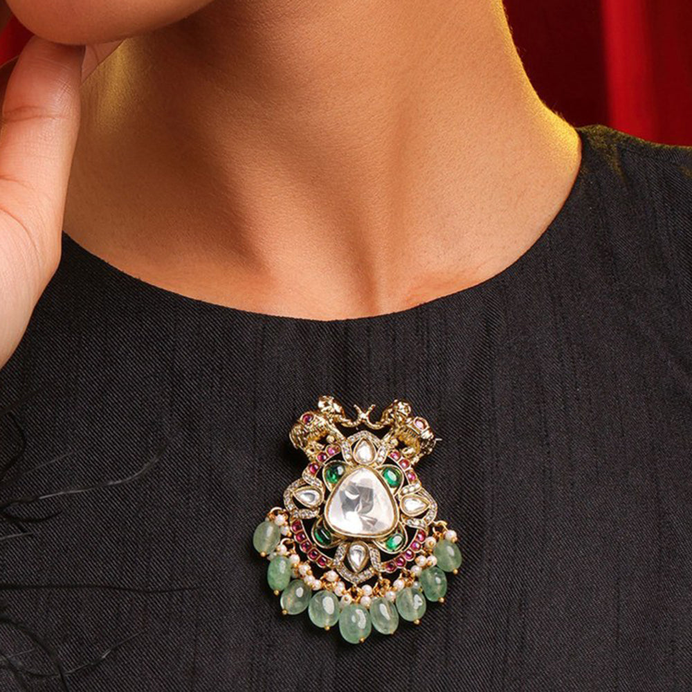 Ruby Raang Studio Mint Emerald Brooch