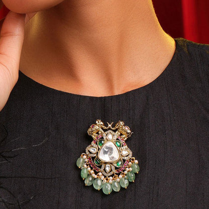 Ruby Raang Studio Mint Emerald Brooch