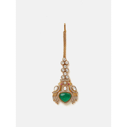 Ruby Raang Studio Heart Kundan Maang Tikka
