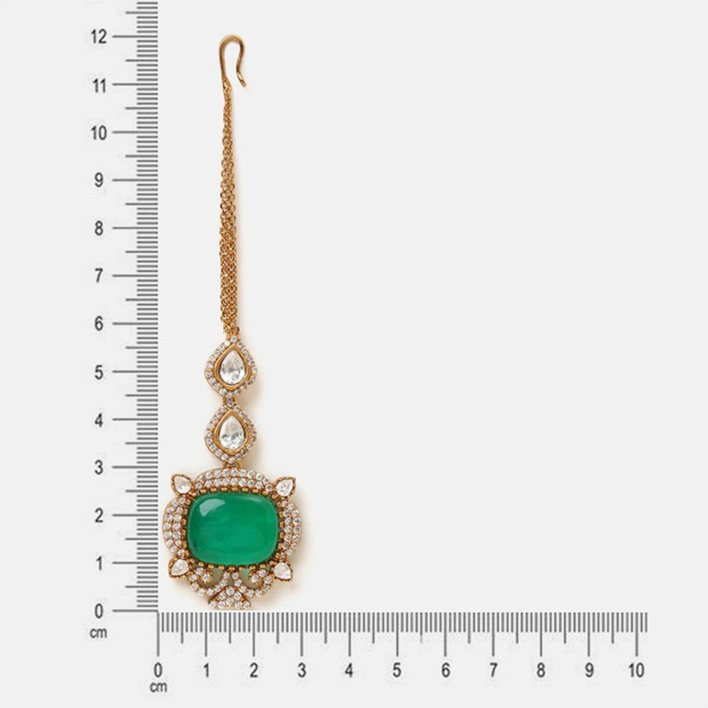 Ruby Raang Studio Green Kundan Tikka