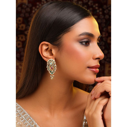 Ruby Raang Studio Multi-Color Kundan Drop Earrings