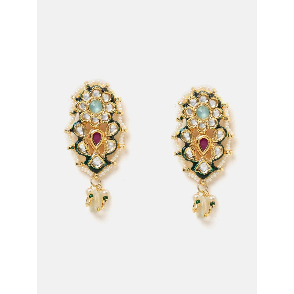 Ruby Raang Studio Multi-Color Kundan Drop Earrings