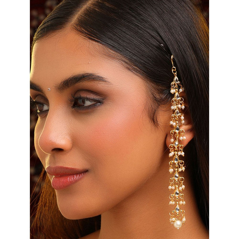 Ruby Raang Studio Pearl White Stones Earrings