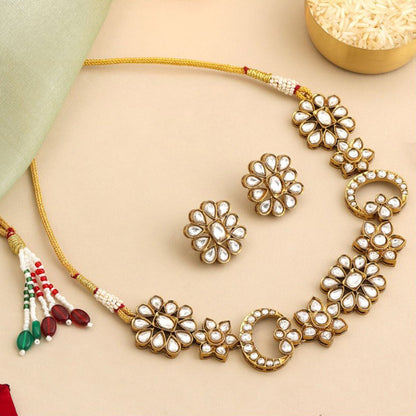 Ruby Raang Studio Radiant Crystal Kundan Necklace with Earrings
